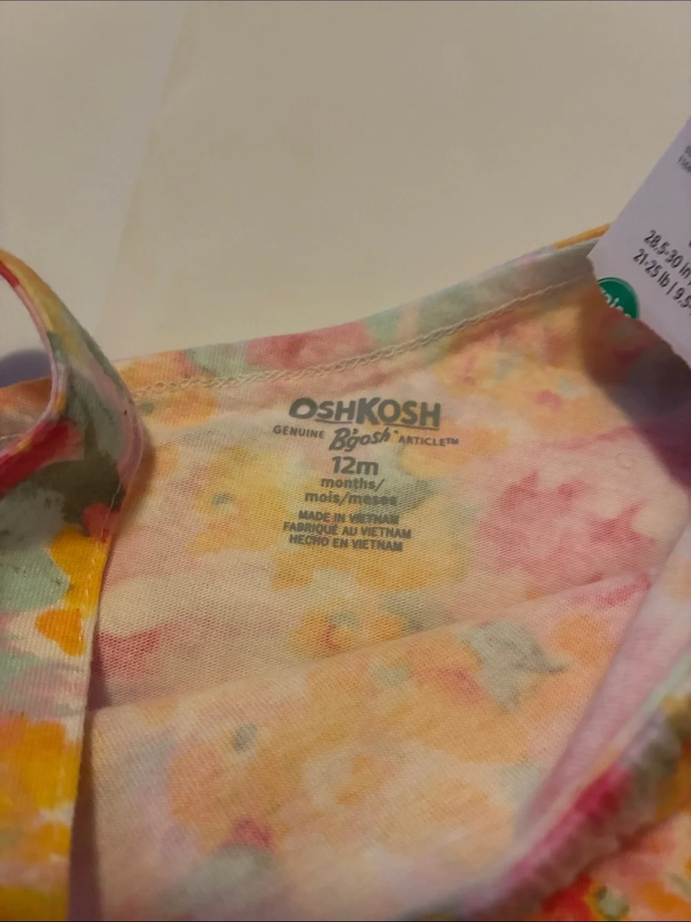 OshKosh B'gosh Yellow Pink Green Floral Ruffle Tank